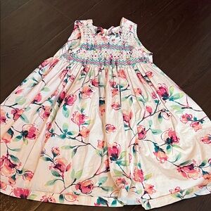 Floral Pink Kids Smocked Dress